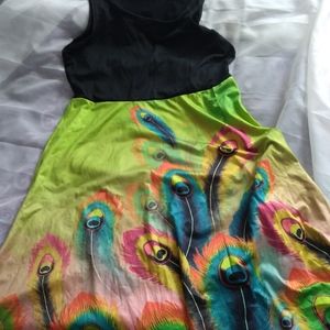 NWOT Peacock 🦚 multi color feather sundress
